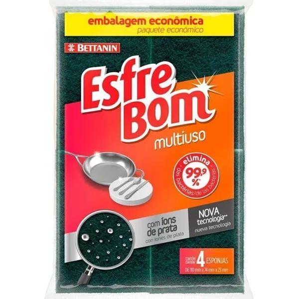 Esponja Multiuso Esfrebom Bettanin Embalagem Econômica 4 Unidades