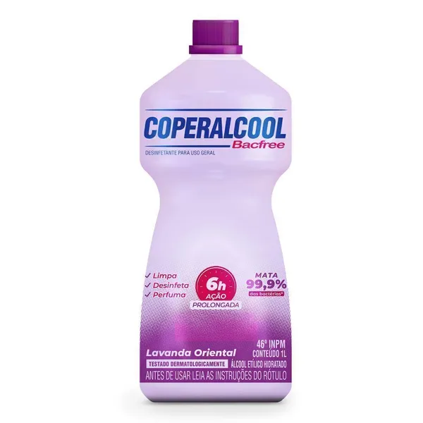 Álcool Líquido Coperalcool Bacfree 46°INPM Lavanda Oriental 1L