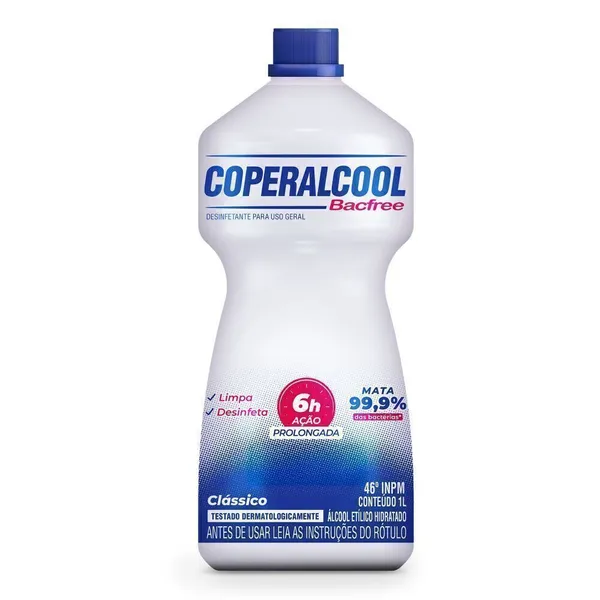 Álcool Líquido Coperalcool Bacfree 46°INPM Tradicional 1L